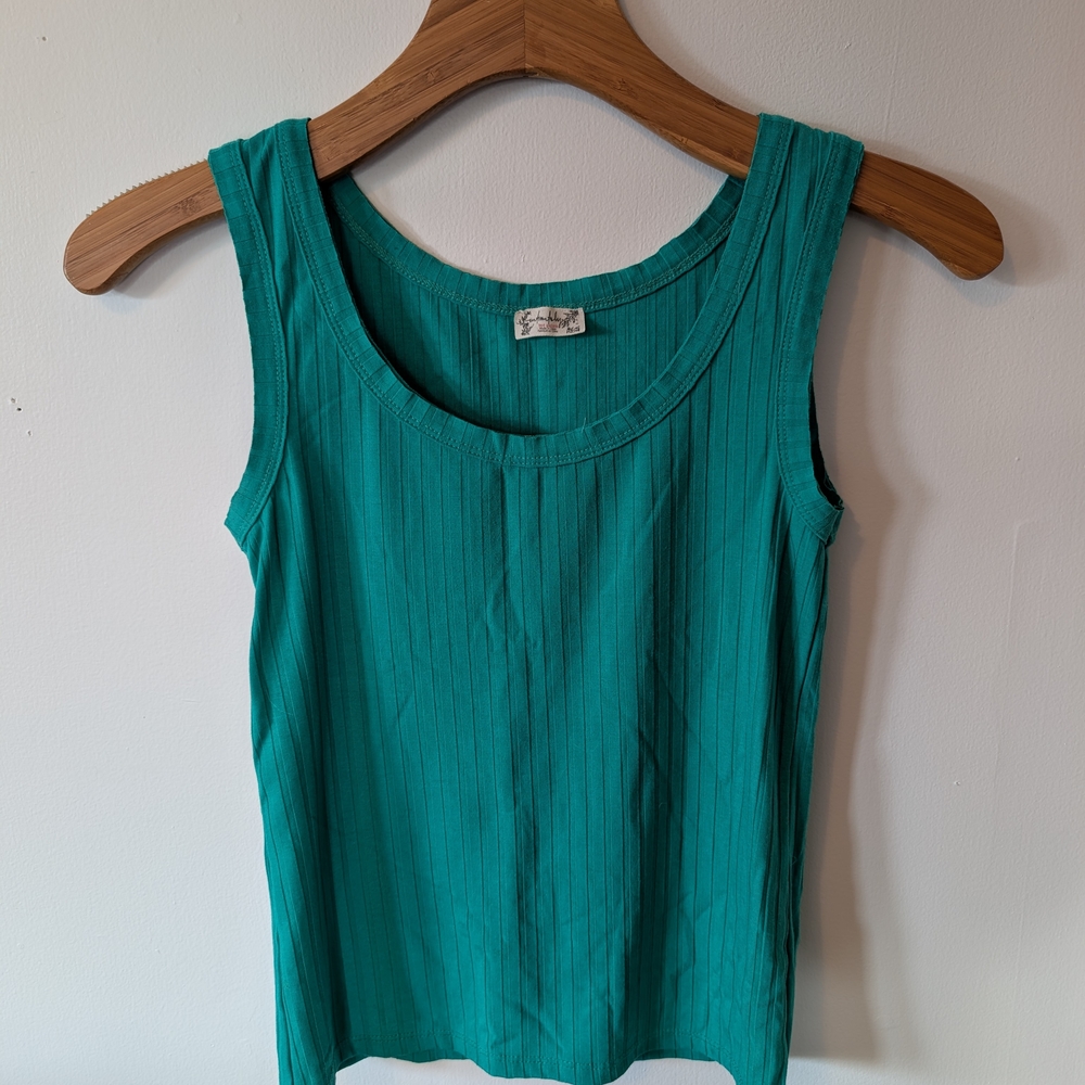 Free People Intimately Teal Sleeveless Ribbed Top